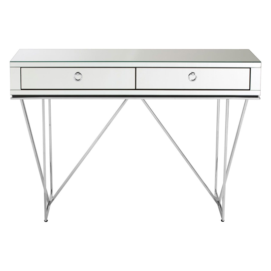 Mpingo Mirrored Console Table With Silver Stainless Steel Frame_5