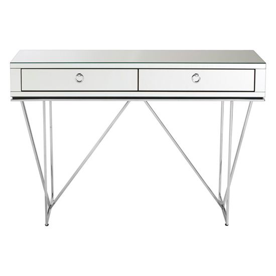Mpingo Mirrored Console Table With Silver Stainless Steel Frame