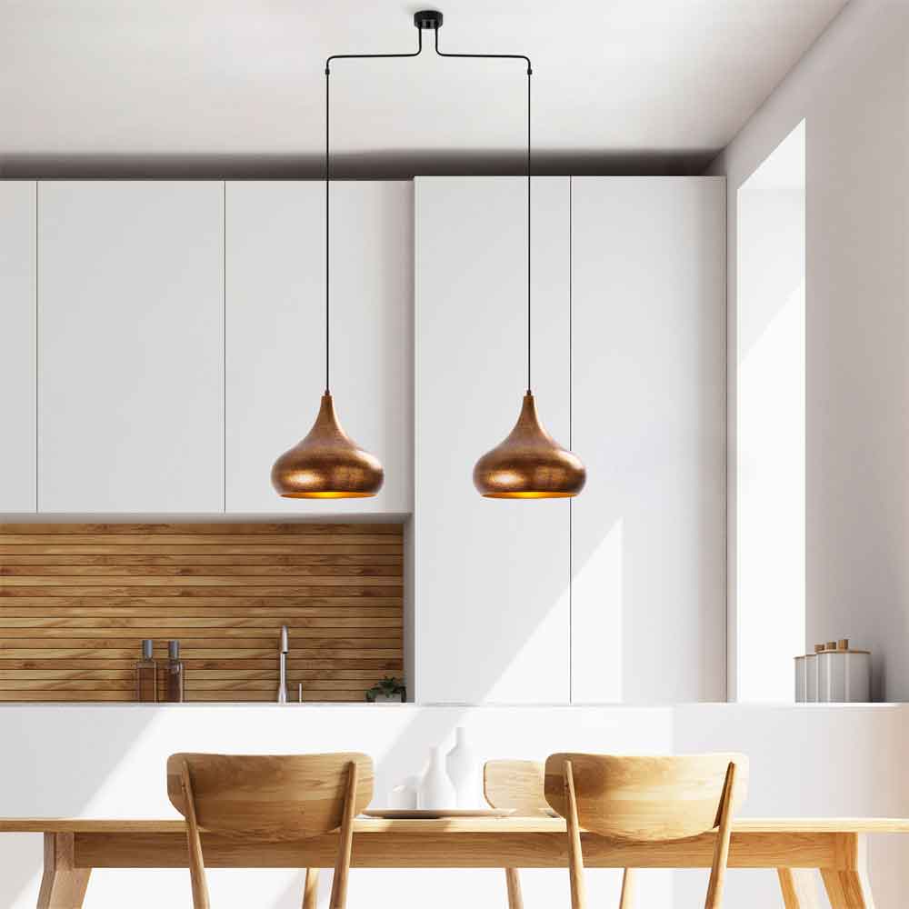 Muba 2 Light Metal Ceiling Pendant Light in Vintage