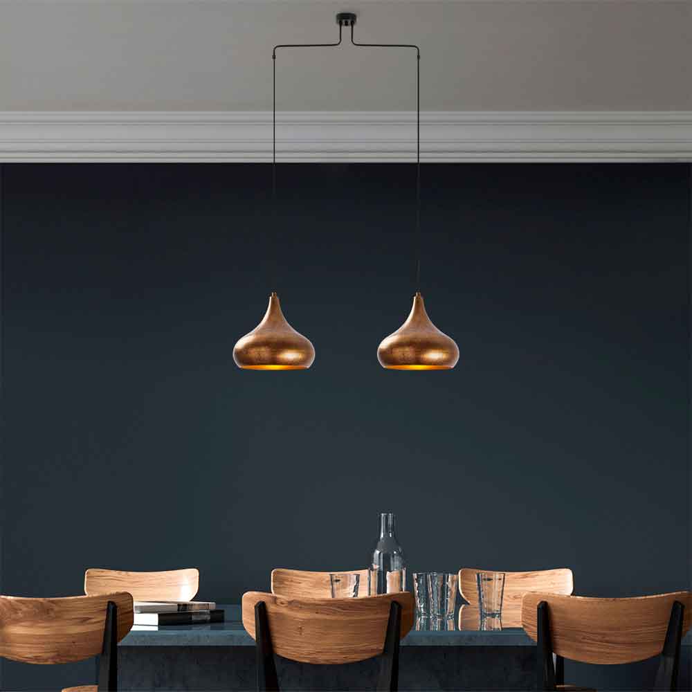 Muba 2 Light Metal Ceiling Pendant Light in Vintage