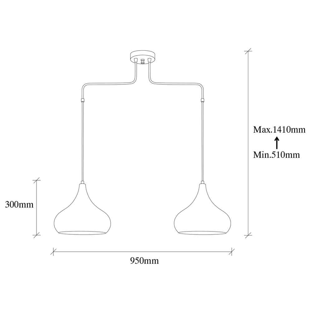 Muba 2 Light Metal Ceiling Pendant Light in Vintage