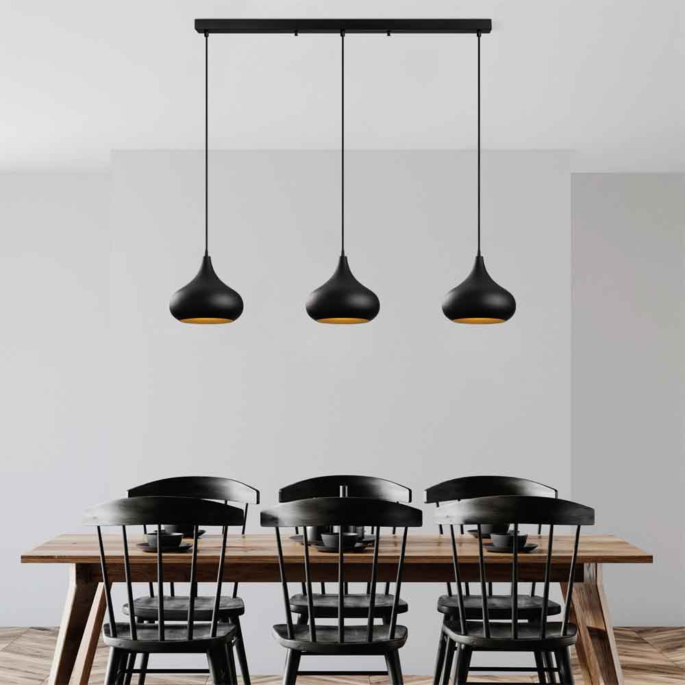 Muba 3 Light Metal Ceiling Pendant Light in Black