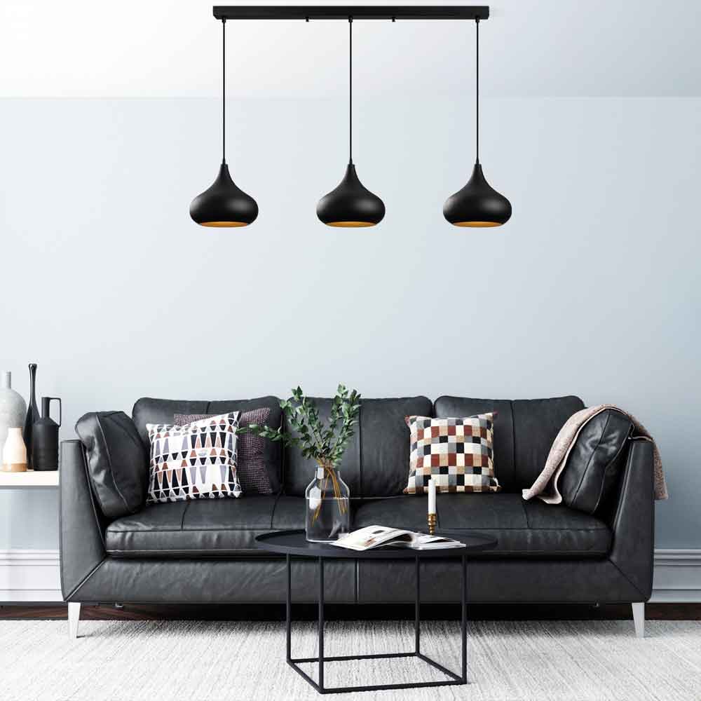 Muba 3 Light Metal Ceiling Pendant Light in Black