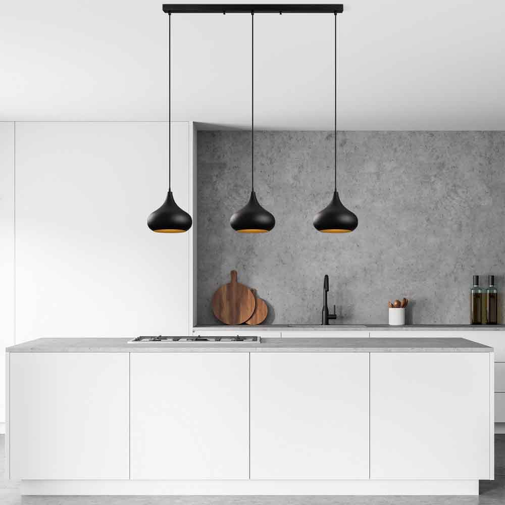 Muba 3 Light Metal Ceiling Pendant Light in Black