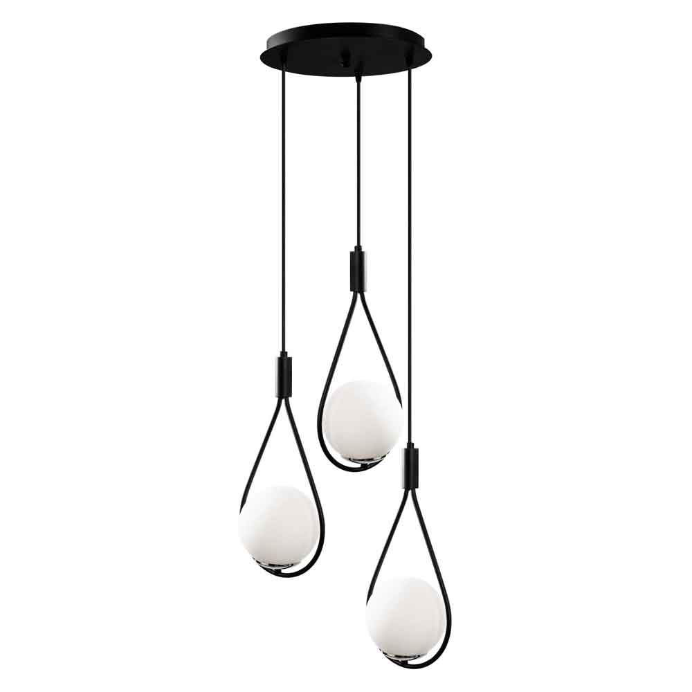 Mudoni 3 Light Metal Ceiling Pendant Light in Black