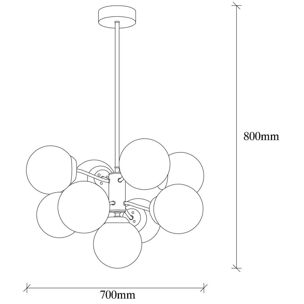 Mudoni 9 Light Metal Ceiling Pendant Light in Vintage and White