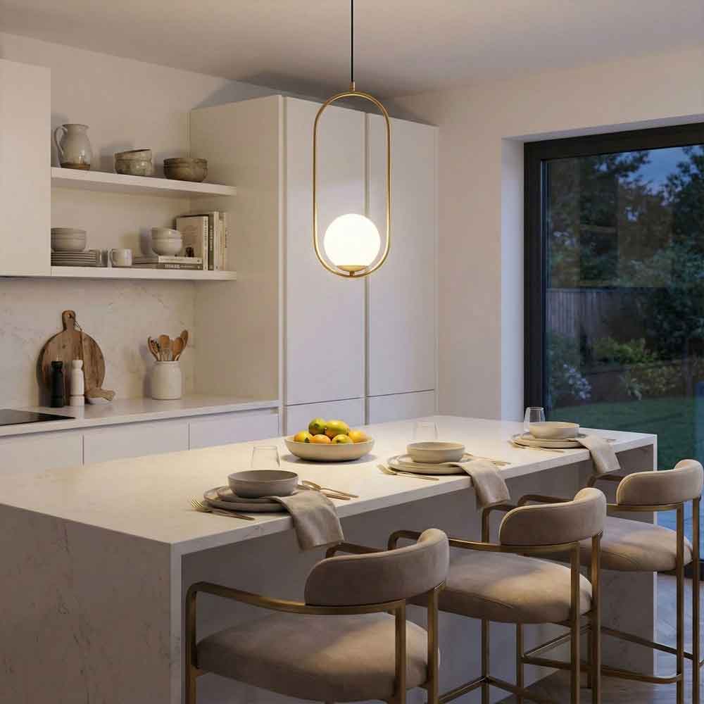 Mudoni Soft-Edge Metal Ceiling Pendant Light in Gold and White