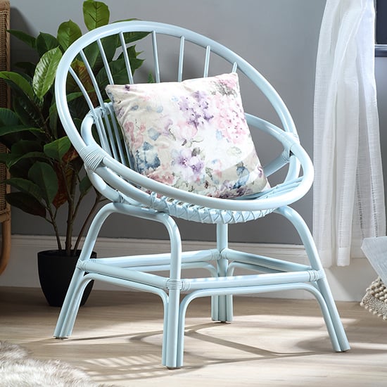 Product photograph of Muenster Round Rattan Accent Chair In Blue from Furniture in Fashion