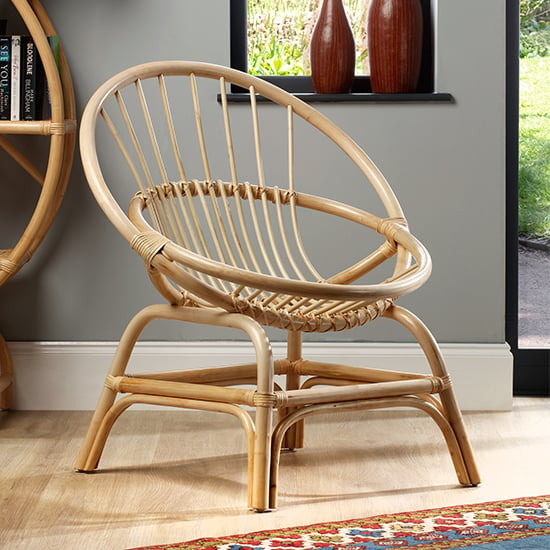 Product photograph of Muenster Round Rattan Accent Chair In Natural from Furniture in Fashion
