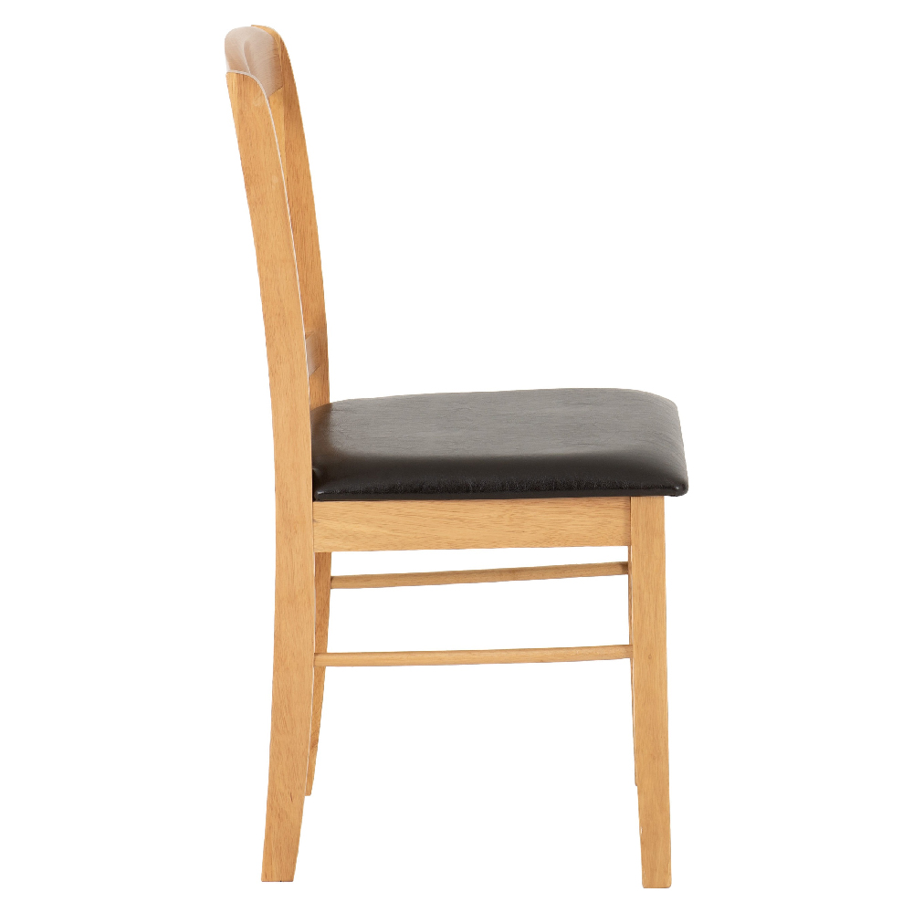 Muirkirk Oak Wooden Dining Chairs With Leather Seat In Pair
