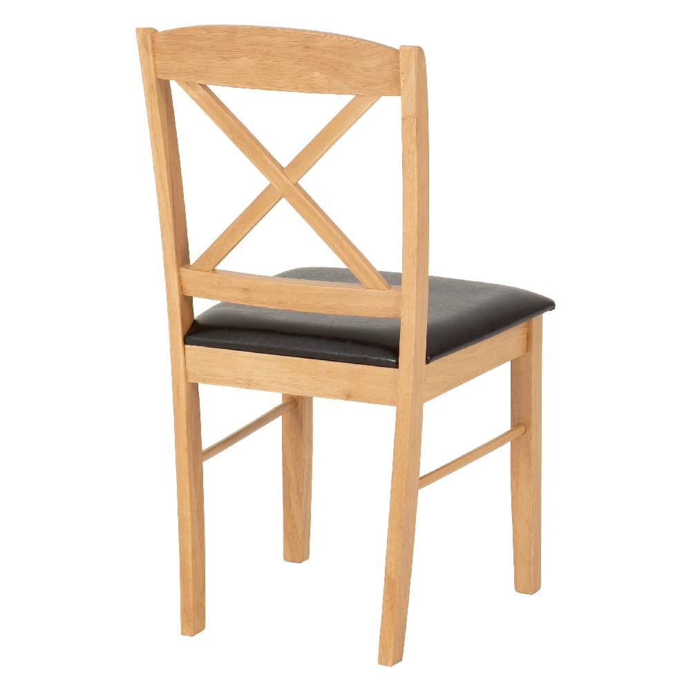 Muirkirk Oak Wooden Dining Chairs With Leather Seat In Pair