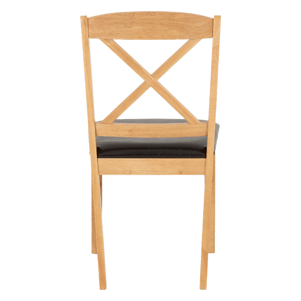 Muirkirk Oak Wooden Dining Chairs With Leather Seat In Pair