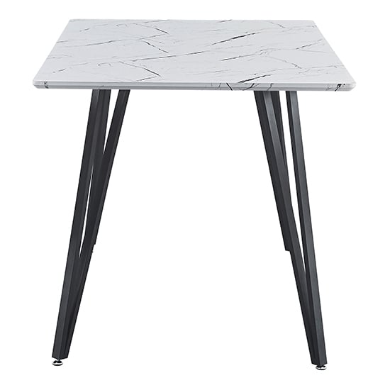 Muirkirk Wooden Dining Table In White Marble Effect