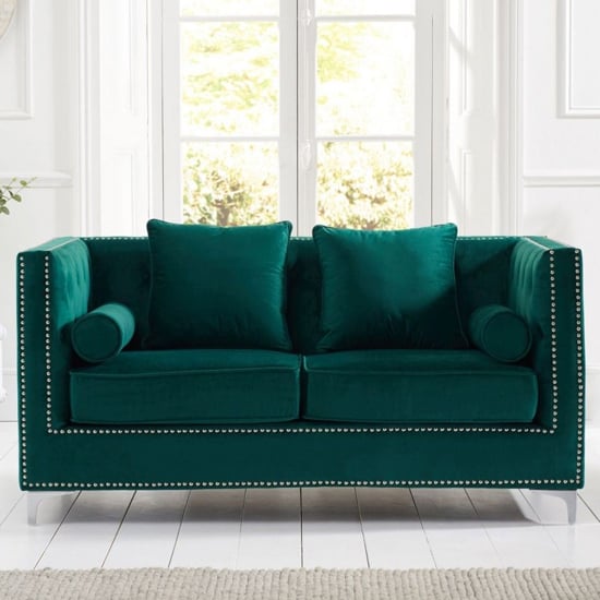 Mulberry Velvet Upholstered 2 Seater Sofa In Green
