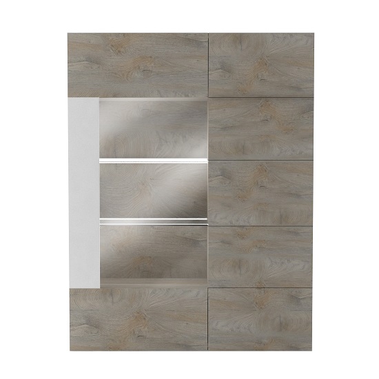 Muller Wooden Storage Cabinet In Distressed Effect And White