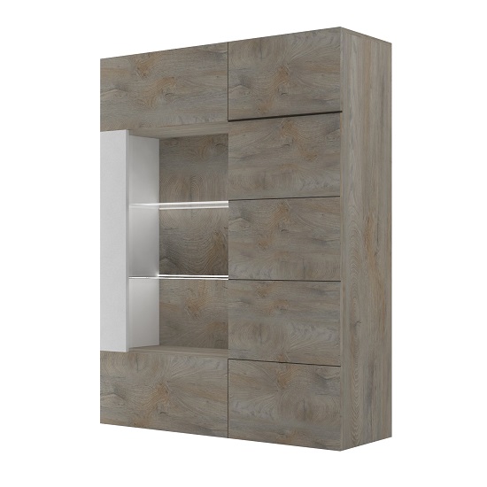 Muller Wooden Storage Cabinet In Distressed Effect And White