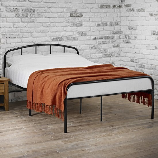 Multan Metal Small Double Bed In Black Furniture in Fashion