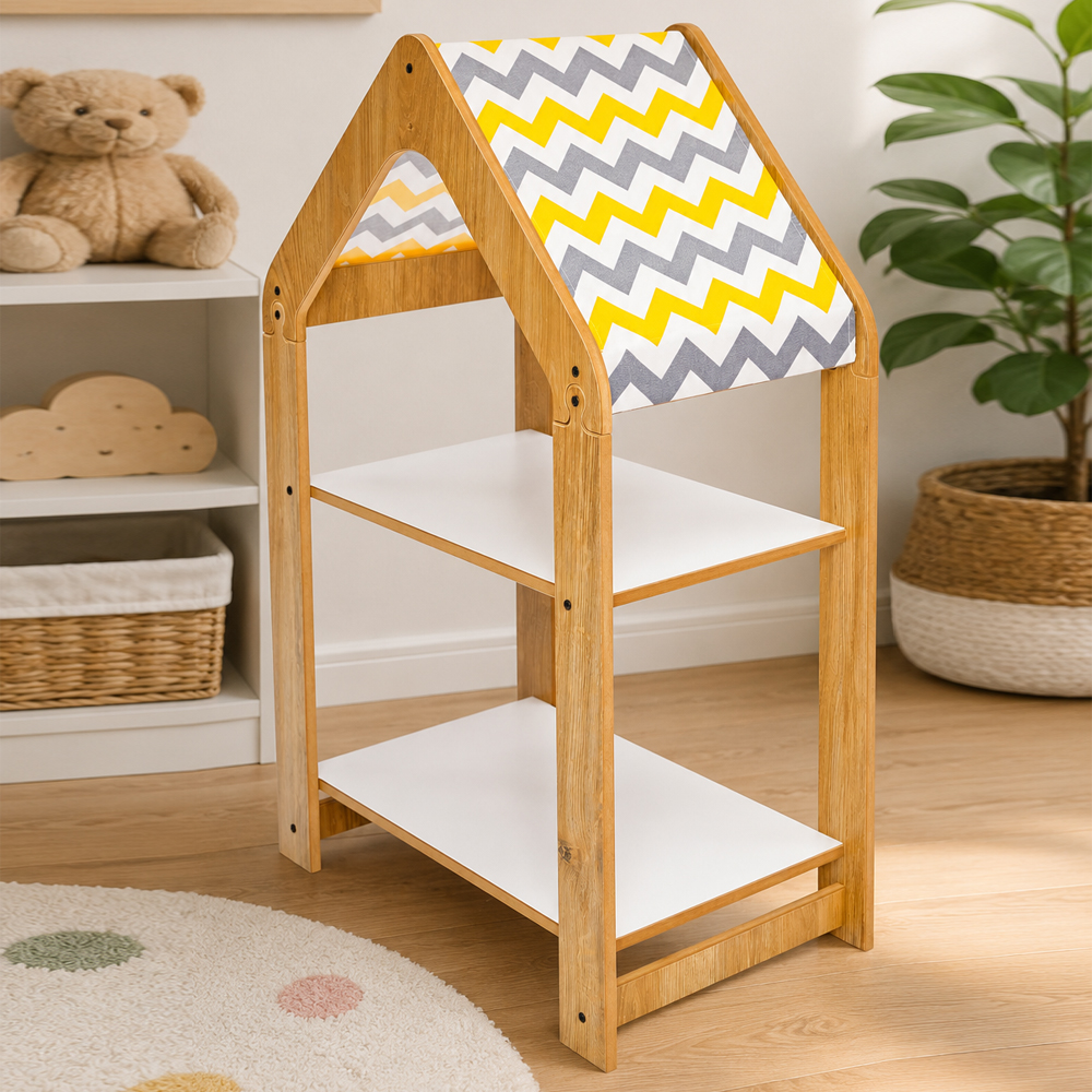 Multilux Wooden House Shaped Kids Bookcase in Multicolour