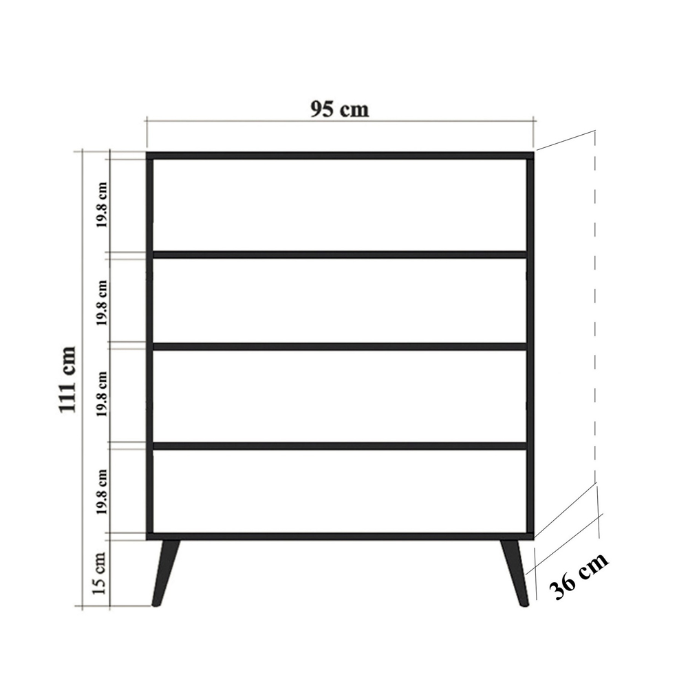 Multilux Wooden Storage Cabinet with 4 Doors in Black and White
