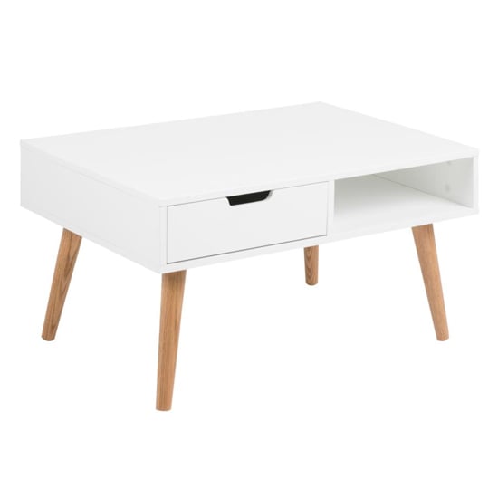 Read more about Mulvane wooden 1 drawer and 1 shelf coffee table in white