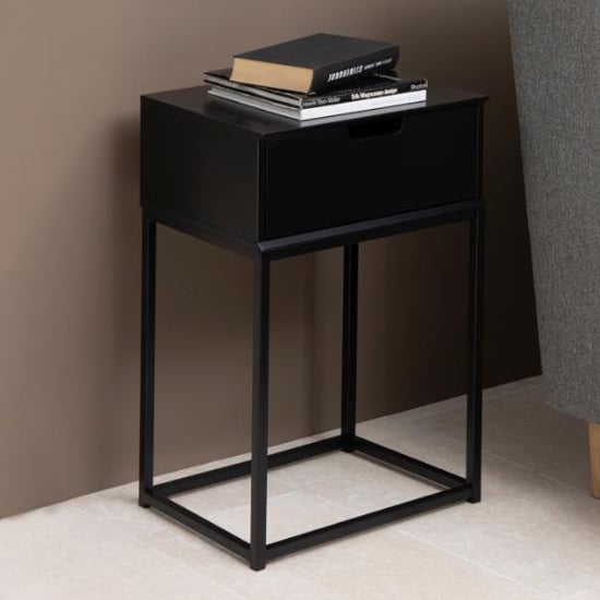 Product photograph of Mulvane Wooden 1 Drawer Bedside Table In Black from Furniture in Fashion