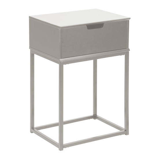 Read more about Mulvane wooden 1 drawer bedside table in grey