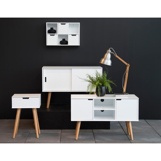 Mulvane Wooden 2 Doors And 1 Shelf Sideboard In White_5