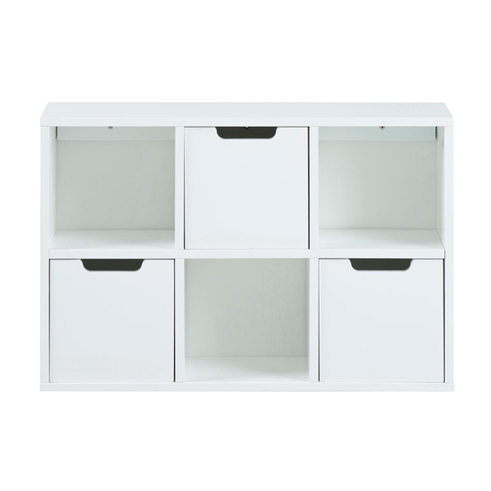 Read more about Mulvane wooden 3 drawers and 3 shelves bookcase in white