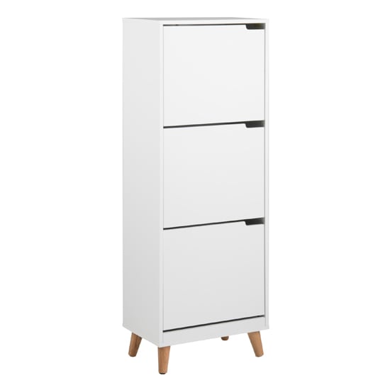 Read more about Mulvane wooden 3 flap doors shoe storage cabinet in white