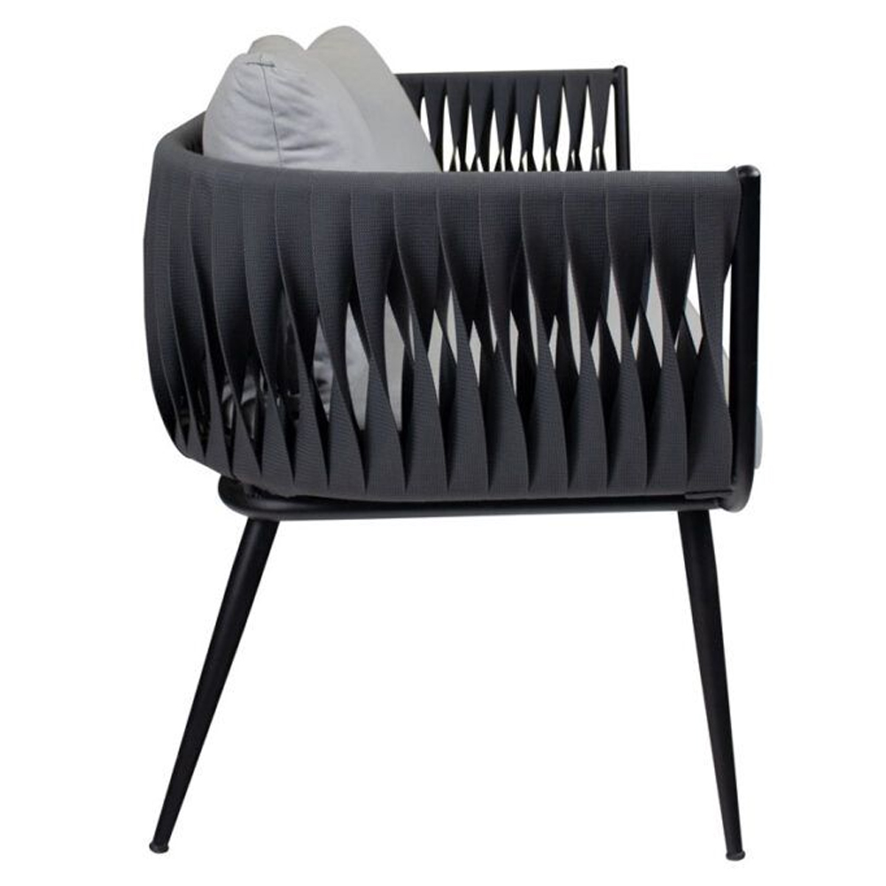 Mulvane Outdoor Rattan 2 Seater Sofa In Black And Anthracite