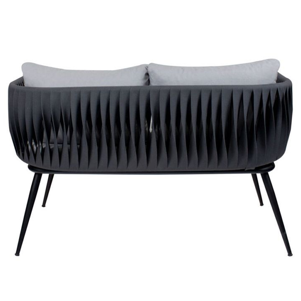Mulvane Outdoor Rattan 2 Seater Sofa In Black And Anthracite