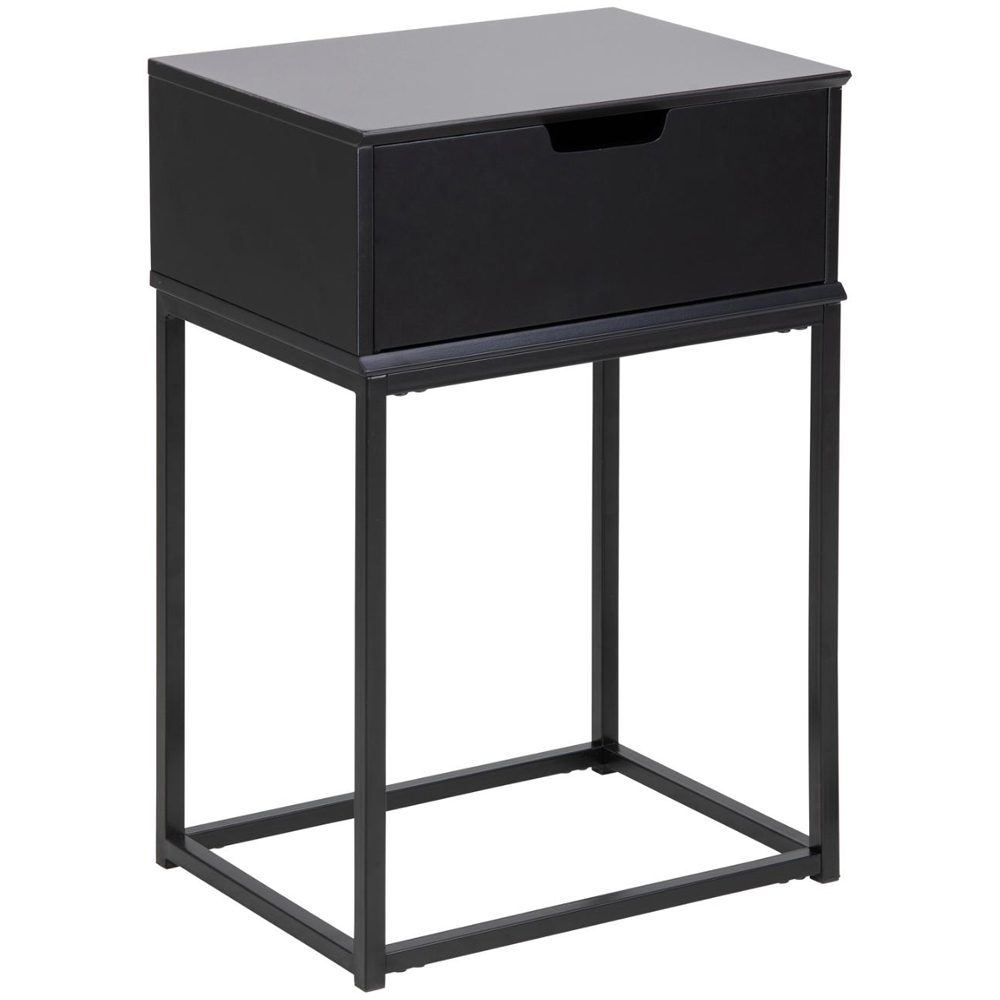 Mulvane Wooden Bedside Cabinet With 1 Drawer In Black
