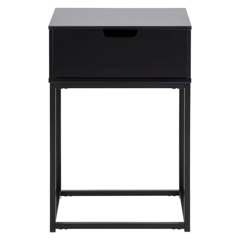 Mulvane Wooden Bedside Cabinet With 1 Drawer In Black