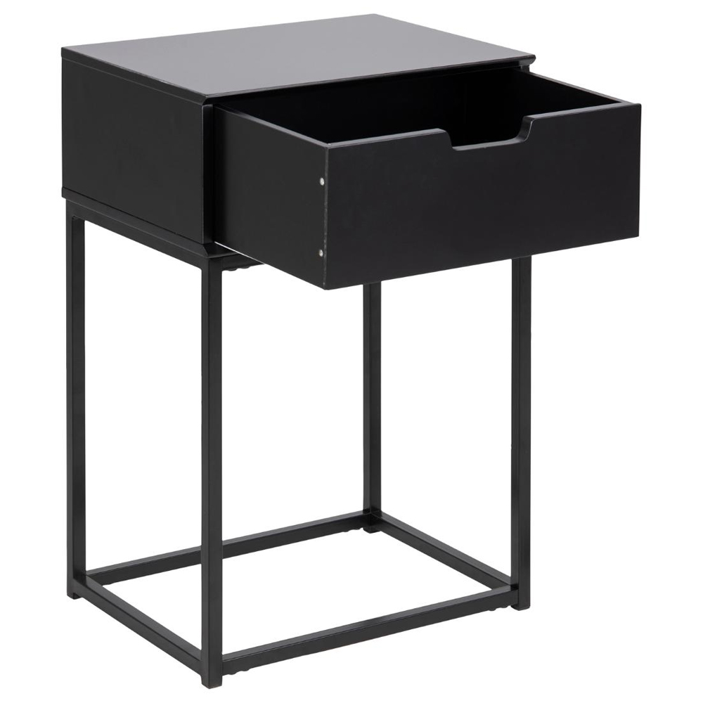 Mulvane Wooden Bedside Cabinet With 1 Drawer In Black
