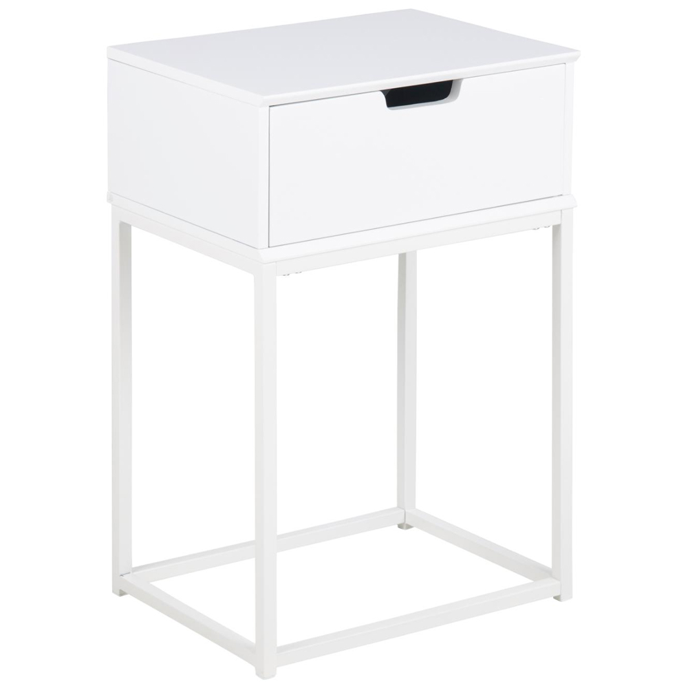 Mulvane Wooden Bedside Cabinet With 1 Drawer In White