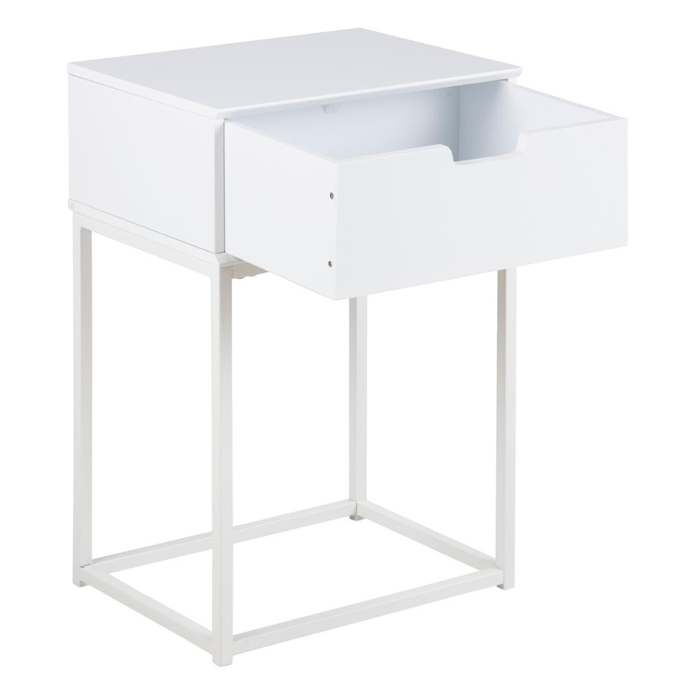 Mulvane Wooden Bedside Cabinet With 1 Drawer In White