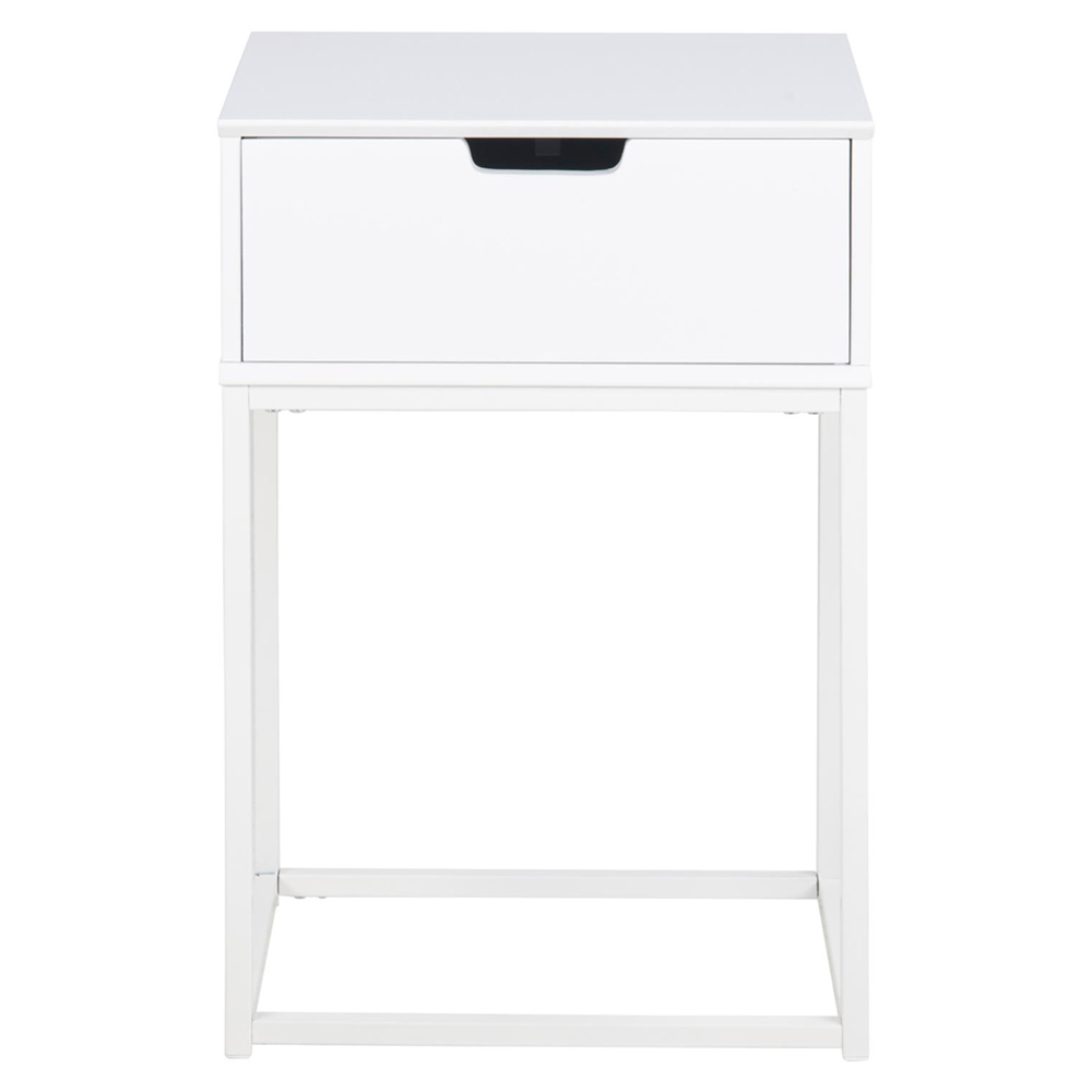 Mulvane Wooden Bedside Cabinet With 1 Drawer In White