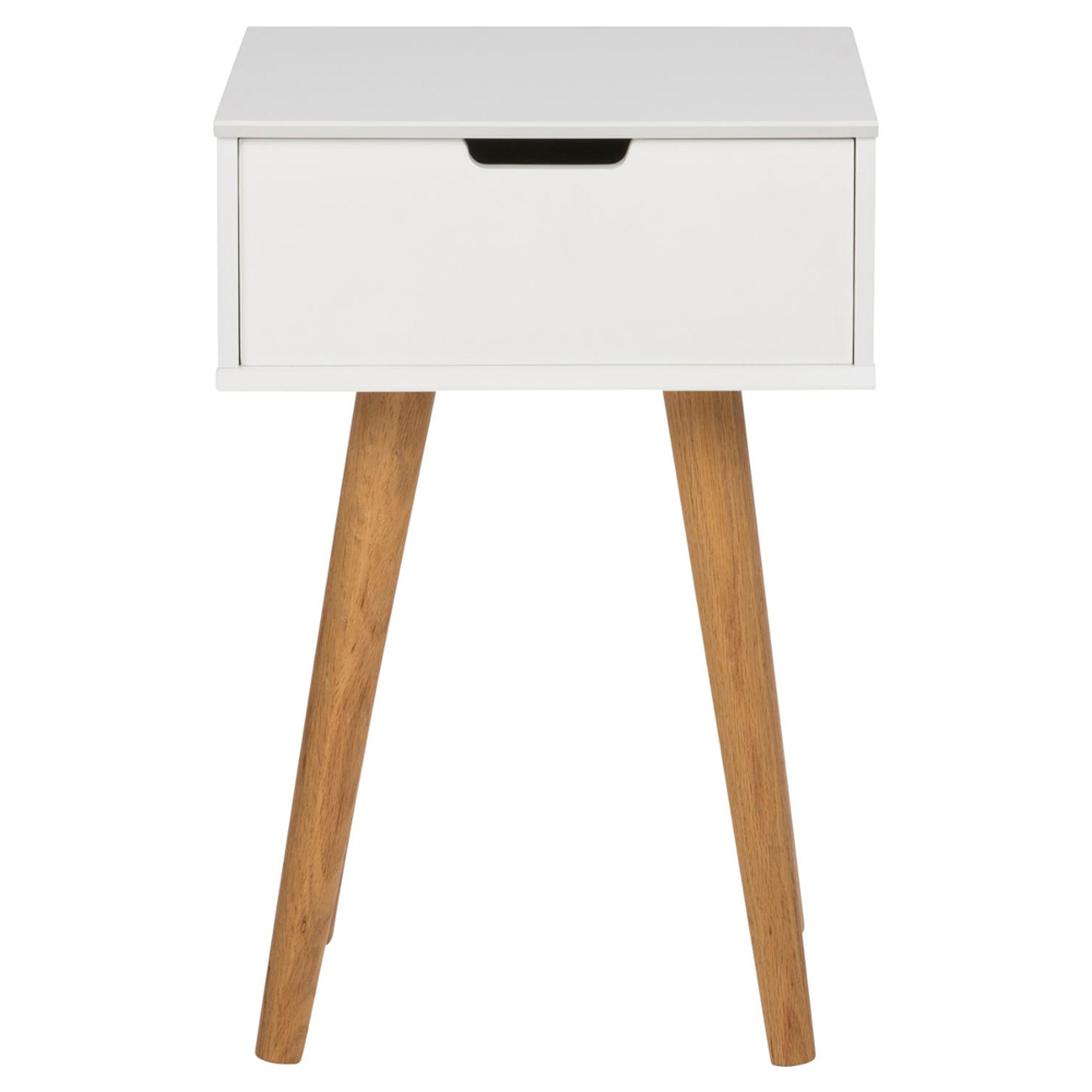 Mulvane Wooden Bedside Cabinet With Oak Legs In White