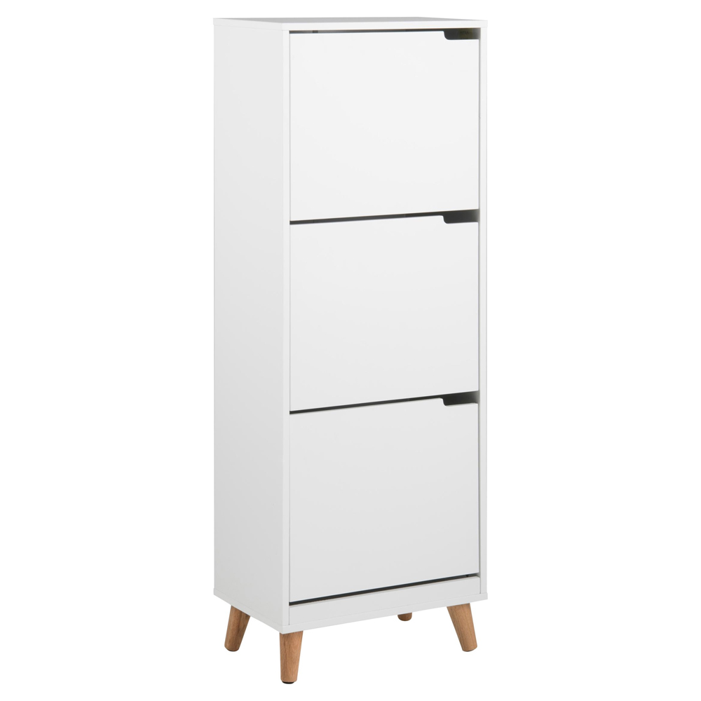 Mulvane Wooden Shoe Storage Cabinet With 3 Flip Doors In White