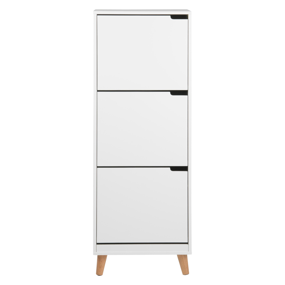 Mulvane Wooden Shoe Storage Cabinet With 3 Flip Doors In White