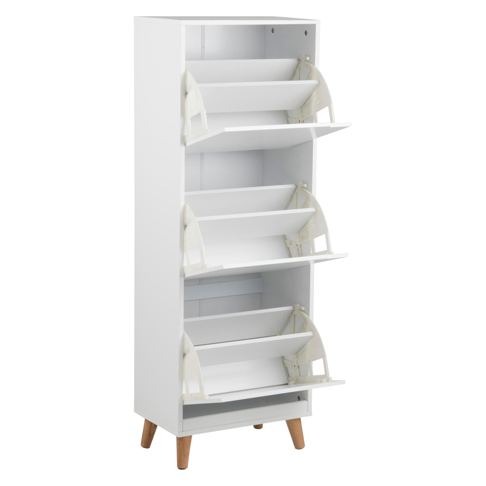 Mulvane Wooden Shoe Storage Cabinet With 3 Flip Doors In White