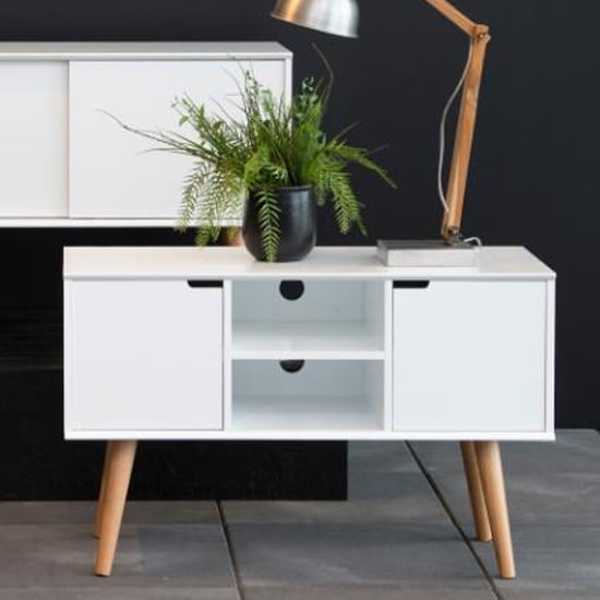 Product photograph of Mulvane Wooden Sideboard With 2 Doors In White from Furniture in Fashion