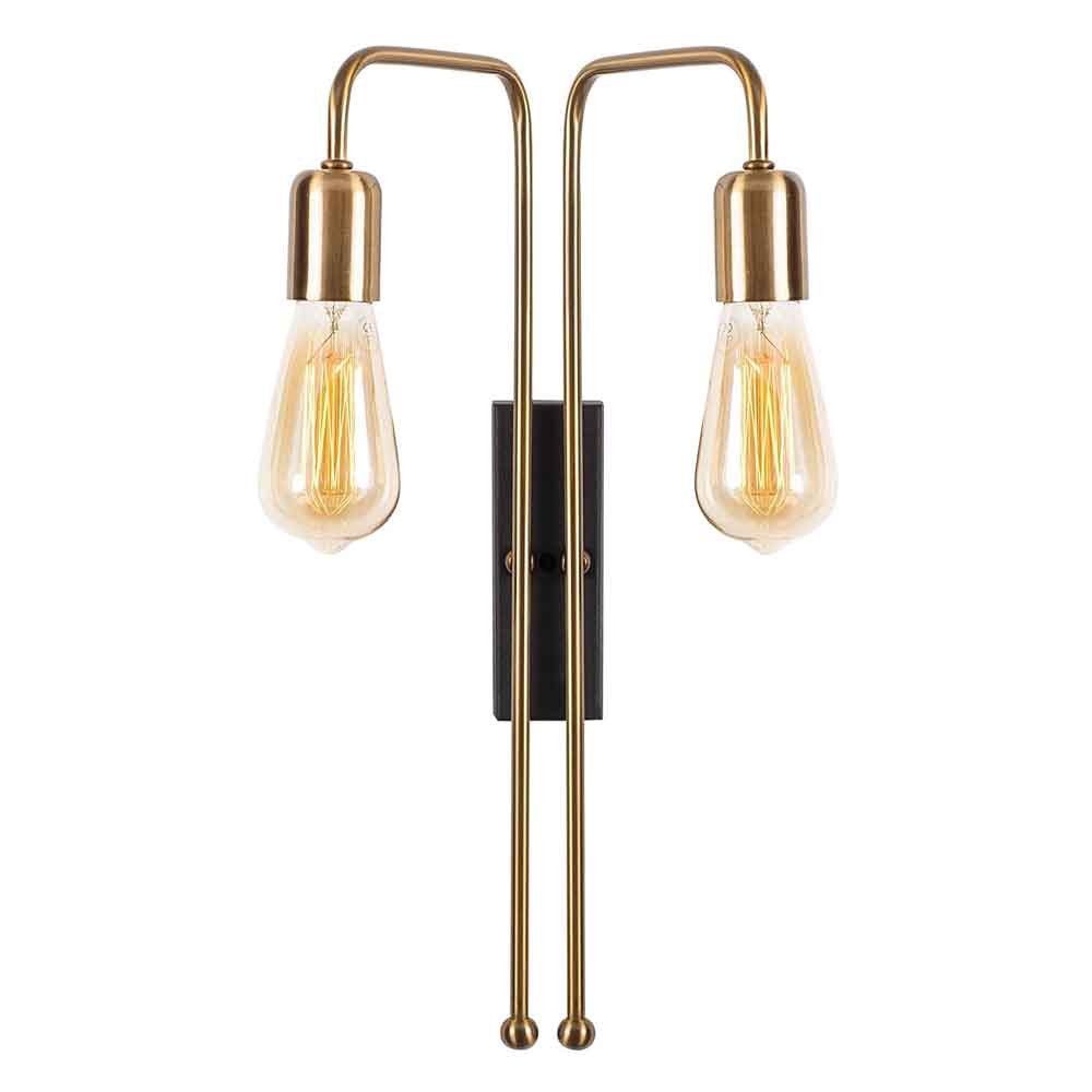 Mum 2 Light Metal Wall Lamp in Gold and Black