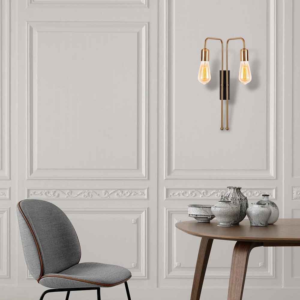 Mum 2 Light Metal Wall Lamp in Gold and Black