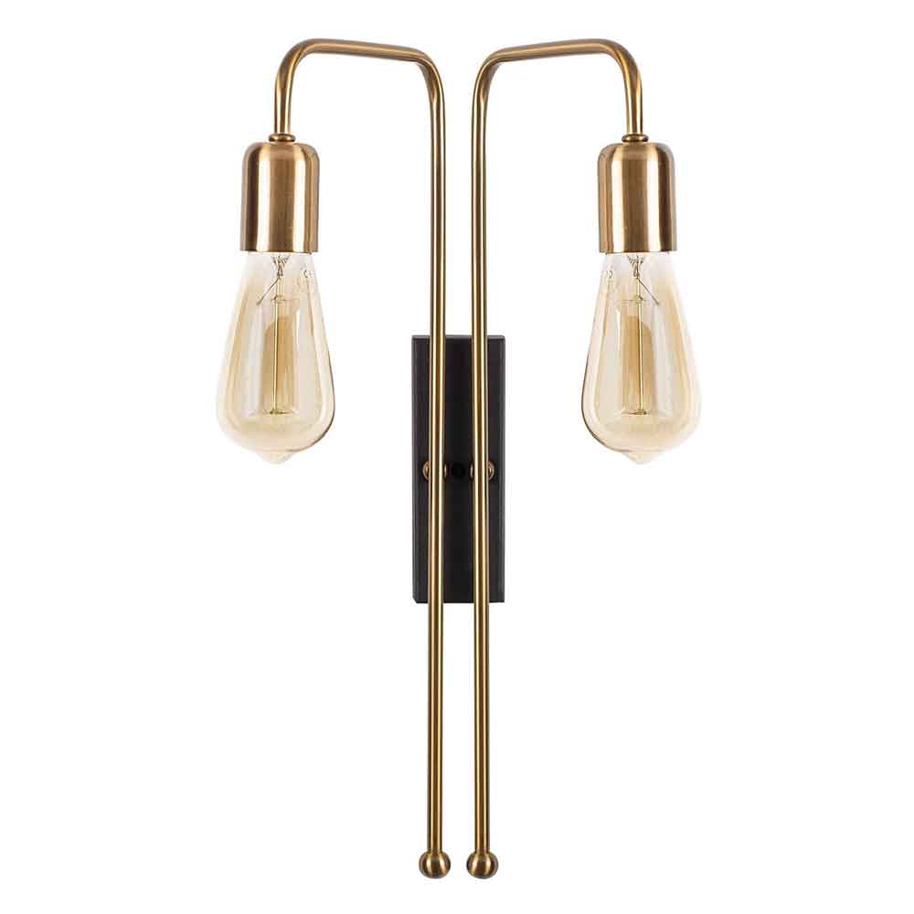 Mum 2 Light Metal Wall Lamp in Gold and Black