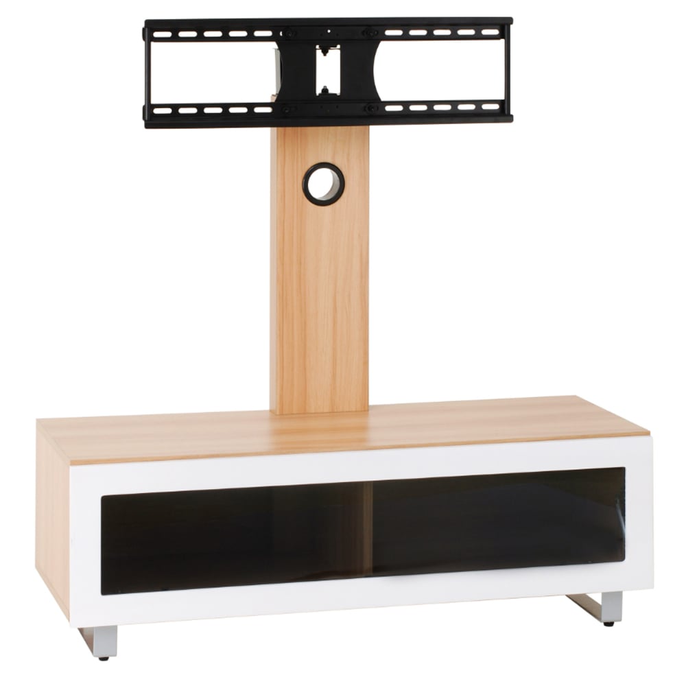 Muncie Large Wooden TV Stand With Metal Bracket In Light Oak