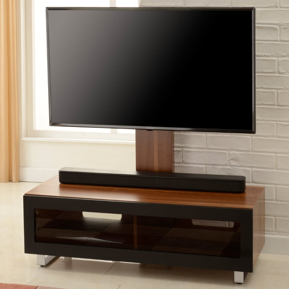 Muncie Large Wooden TV Stand With Metal Bracket In Walnut