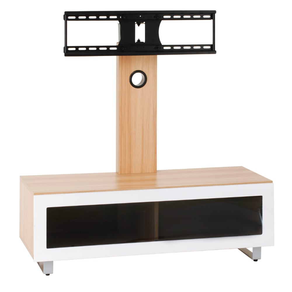 Muncie Small Wooden TV Stand With Metal Bracket In Light Oak