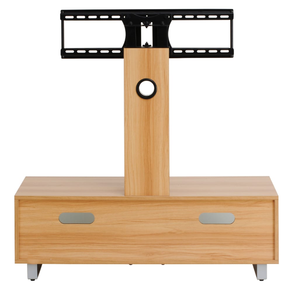 Muncie Small Wooden TV Stand With Metal Bracket In Light Oak
