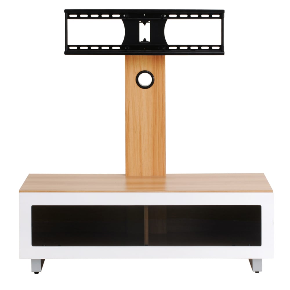 Muncie Small Wooden TV Stand With Metal Bracket In Light Oak
